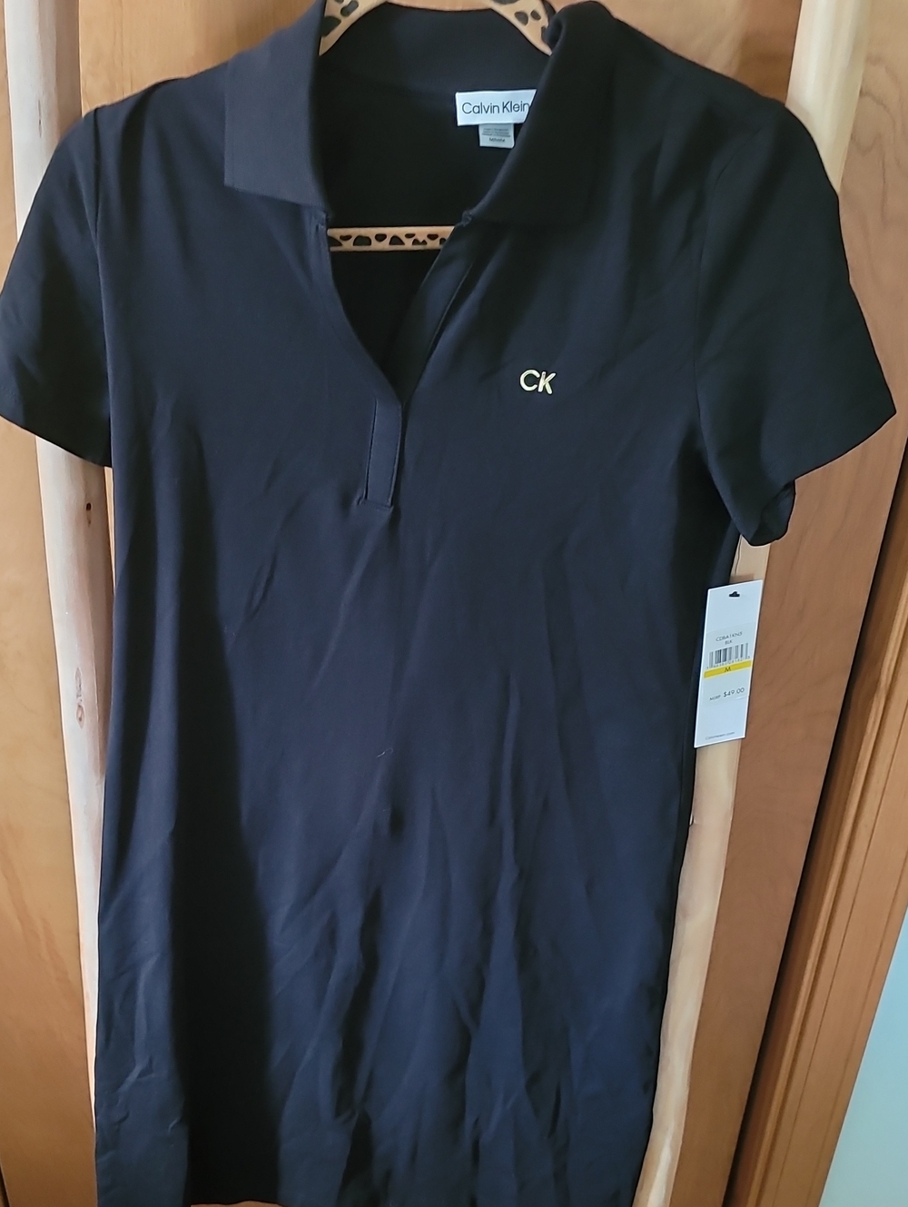 Calvin Klein Black Polo  Dress with Gold CK Emblem